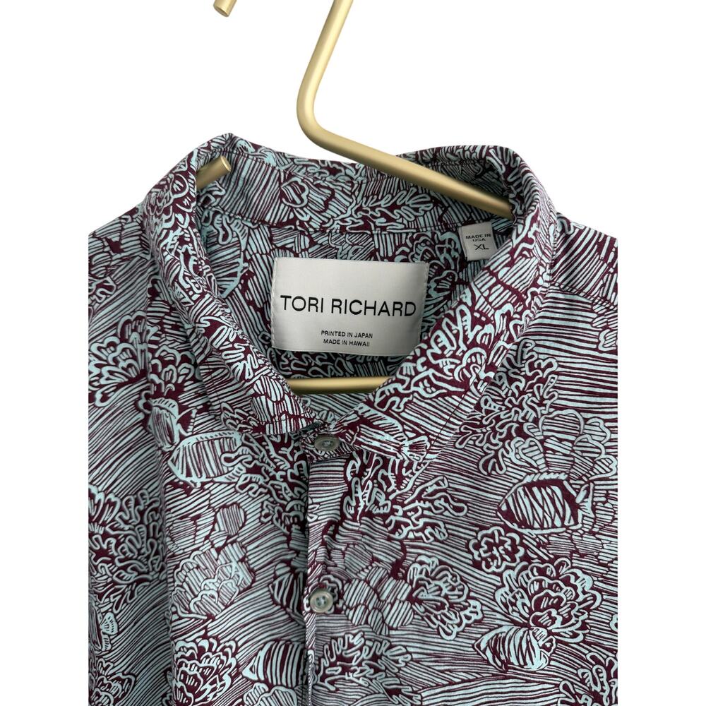 TORI RICHARD Hawaii Cotton Lawn Fish Coral Short Sleeve Button Down Shirt XL USA - Picture 7 of 9